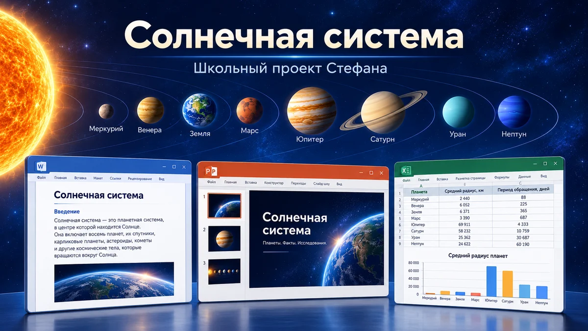 Школьный проект Солнечная система, подготовленный учеником